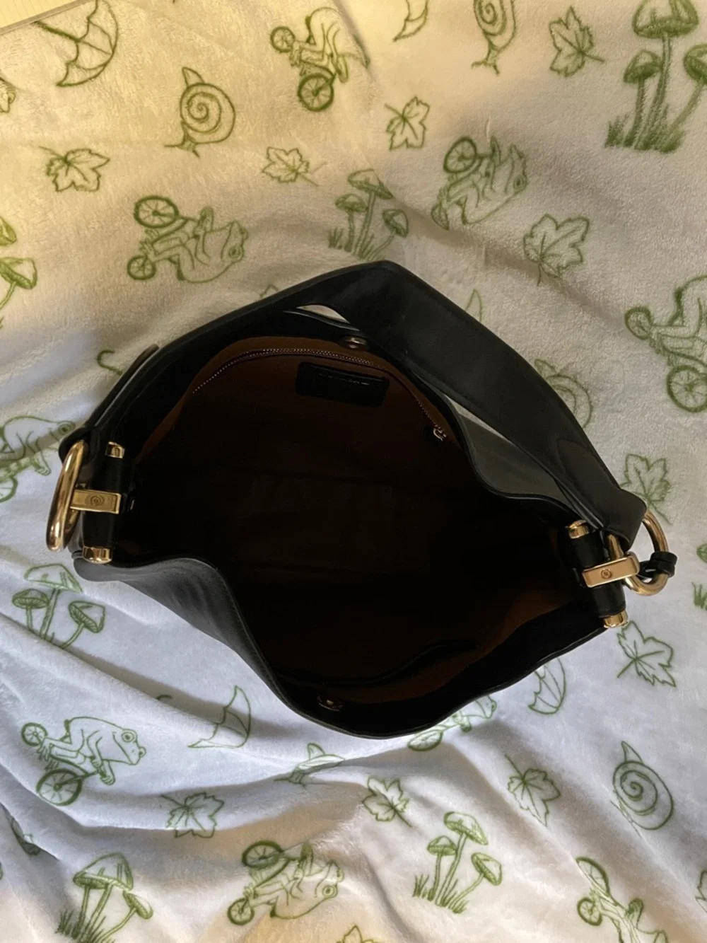 Coach Black Leather Shoulder Bag with Gold Accents / like new - Picture 6 of 6